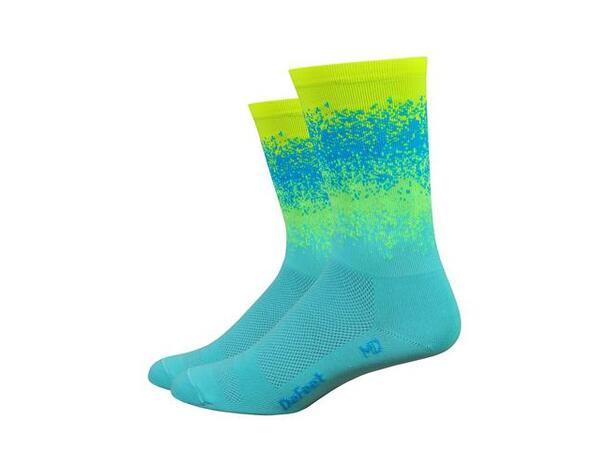 DeFeet Aireator 6" Ombre Sokker Neon Gul/Neptun Blå Str. S 