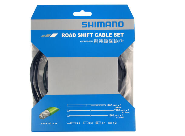 Shimano Optislick Road Girwiresett Sort, Komplett sett 