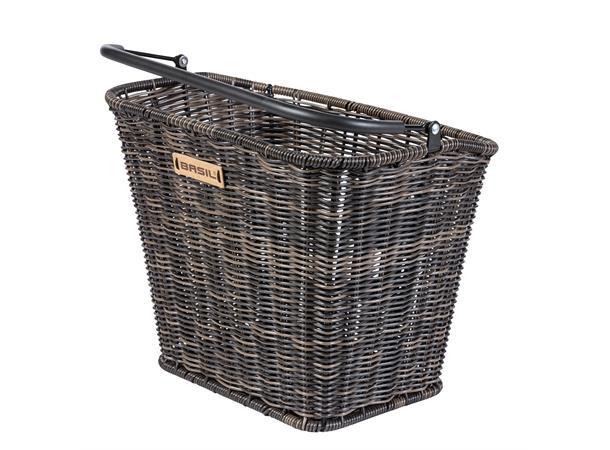 Basil Bremen Rattan BE/KF Kurv Front Grå, Flettet, 20 ltr, ink BE/KF-plate 