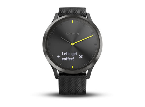 Garmin Vivomove HR Sport - Sort Svart med svart silikonrem, Str.L 