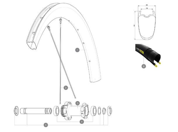 Mavic Felg Cosmic Pro Carbon SL UST Disc LV2736500, Foran 