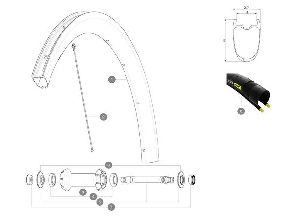 Mavic Felg Cosmic Pro Carbon SL UST LV2736700, Foran 