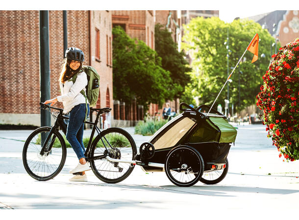 Thule Chariot Cab2 Sykkelvogn Cypres Green, m/sykkelsett og trillesett 