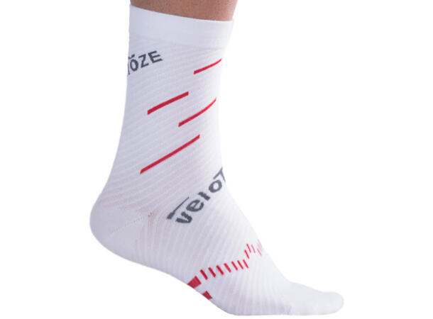 Velotoze Active Sokker Hvit/Rød L-XL 