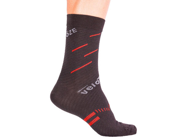 Velotoze Merino Sokker Sort/Rød S-M 
