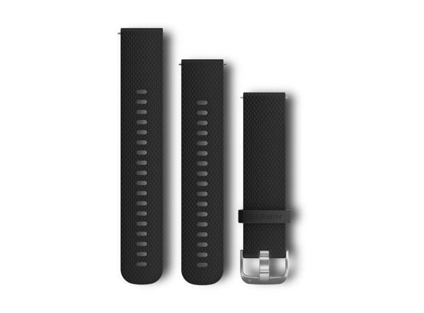 Garmin Hurtigutløsningsrem 20 mm Svart silikonrem med rustfri anordning 