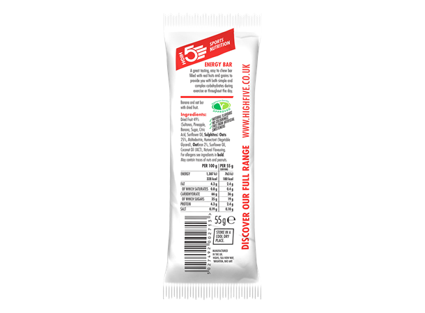 High5 EnergyBar Banan Frukt/Korn, 55gr 