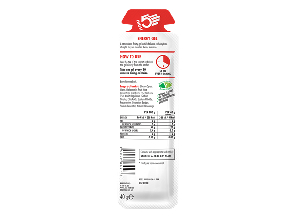 High5 EnergyGel Bær, 40gr Bær - 40gr 