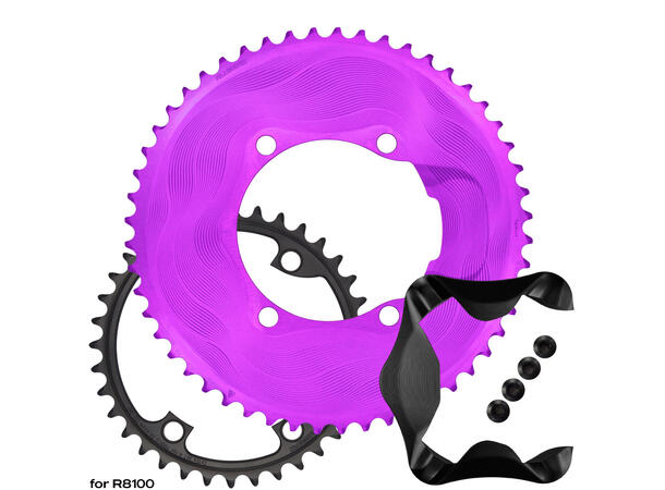 ALUGEAR Upgrade Aero Kit Ultegra 2x12s 54/40T kjedehjul + Aero Cover og Bolter 