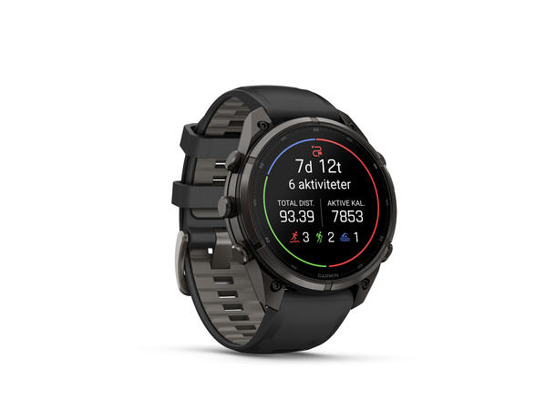 Garmin fenix 9 Pro inReach 47mm Karbongrå DLC-titan - sort/steingrå 