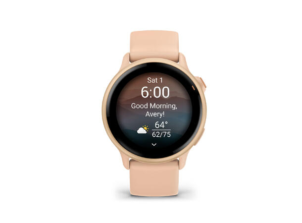 Garmin vivoactive 6 Metallisk rosa, rosa daggry-farget rem 