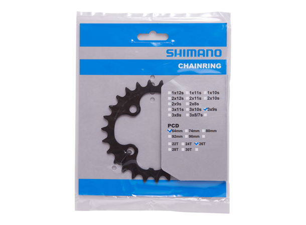 Shimano Deore M590 Drev Sort, 64 BCD, 26T, 9-Delt 