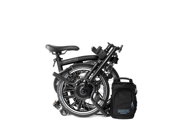 Brompton H4R Sammenleggbar EL-Sykkel 4 gir, 18,3kg, Black, Med Bærer 