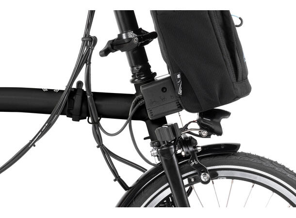 Brompton H4R Sammenleggbar EL-Sykkel 4 gir, 18,3kg, Black, Med Bærer 