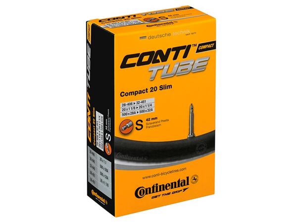 Continental Compact 20 Slim Slange 20x1 1/8 - 20x1 1/4, Presta ventil 