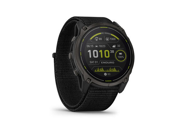 Garmin Enduro 3 Karbongrå DLC-titan, sort UltraFit-nylon 