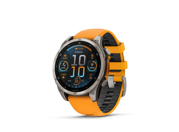 Garmin Fenix 8, 47 mm Sapphire,Titan, oransje/grafittfarge-rem