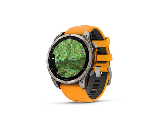 Garmin Fenix 8, 47 mm Sapphire,Titan, oransje/grafittfarge-rem