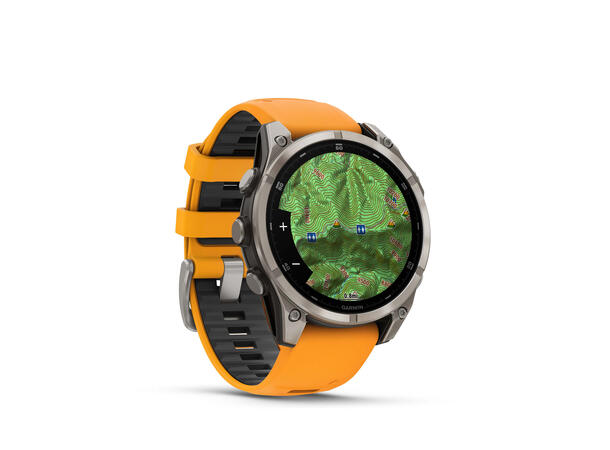 Garmin Fenix 8, 47 mm Sapphire,Titan, oransje/grafittfarge-rem