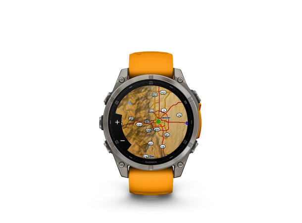 Garmin Fenix 8, 47 mm Sapphire,Titan, oransje/grafittfarge-rem