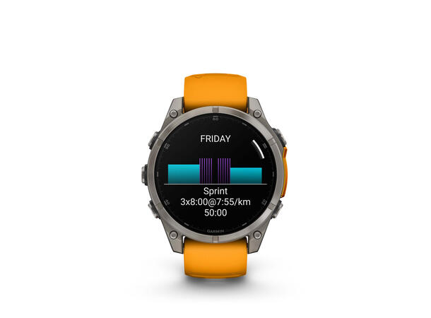 Garmin Fenix 8, 47 mm Sapphire,Titan, oransje/grafittfarge-rem