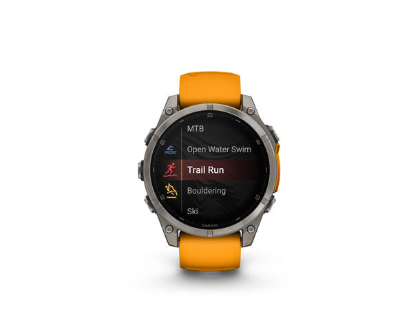 Garmin Fenix 8, 47 mm Sapphire,Titan, oransje/grafittfarge-rem