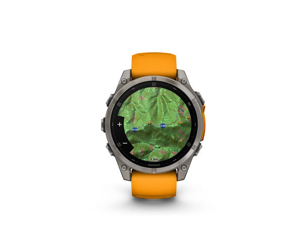 Garmin Fenix 8, 47 mm Sapphire,Titan, oransje/grafittfarge-rem