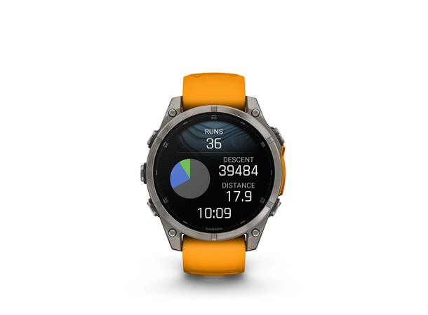 Garmin Fenix 8, 47 mm Sapphire,Titan, oransje/grafittfarge-rem