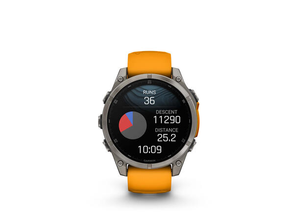 Garmin Fenix 8, 47 mm Sapphire,Titan, oransje/grafittfarge-rem 