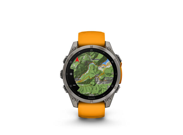 Garmin Fenix 8, 47 mm Sapphire,Titan, oransje/grafittfarge-rem