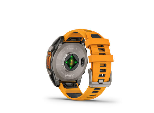 Garmin Fenix 8, 47 mm Sapphire,Titan, oransje/grafittfarge-rem