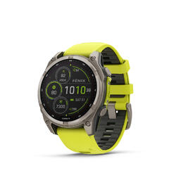 Garmin Fenix 8, 47 mm, Solar Sapphire, Titan gul/grafittfarget rem