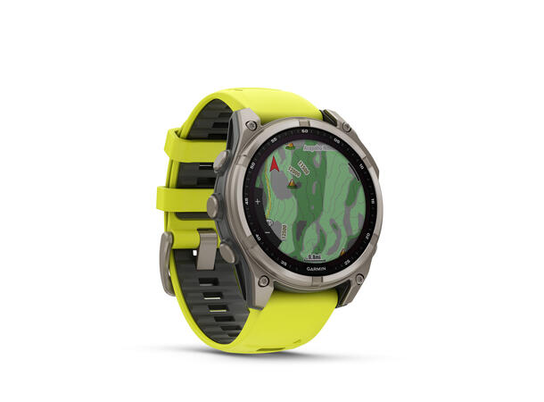 Garmin Fenix 8, 47 mm, Solar Sapphire, Titan gul/grafittfarget rem