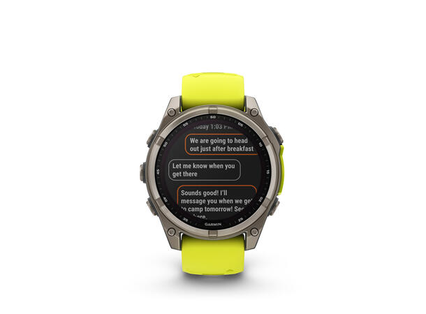 Garmin Fenix 8, 47 mm, Solar Sapphire, Titan gul/grafittfarget rem