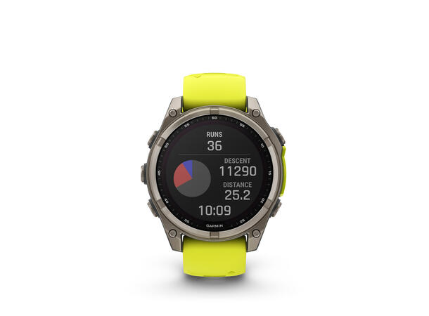 Garmin Fenix 8, 47 mm, Solar Sapphire, Titan gul/grafittfarget rem 
