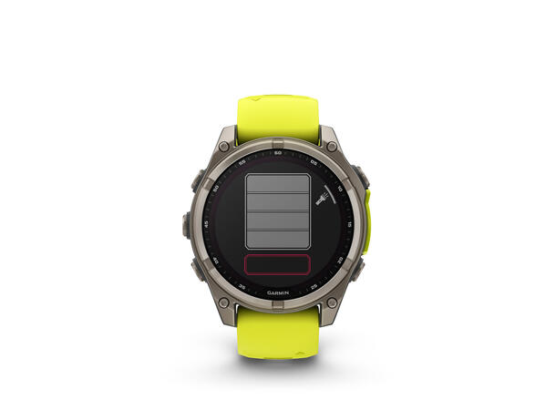 Garmin Fenix 8, 47 mm, Solar Sapphire, Titan gul/grafittfarget rem 