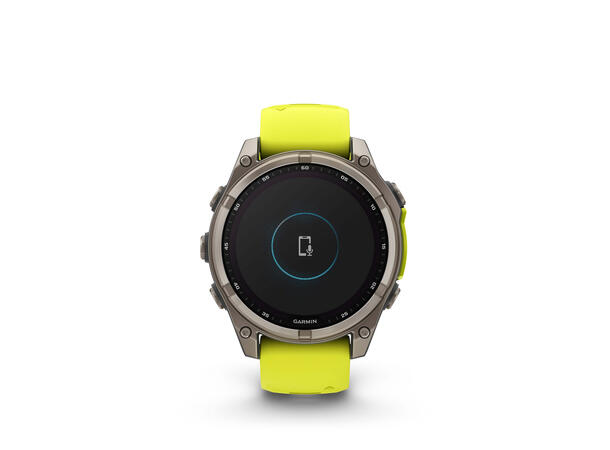 Garmin Fenix 8, 47 mm, Solar Sapphire, Titan gul/grafittfarget rem 