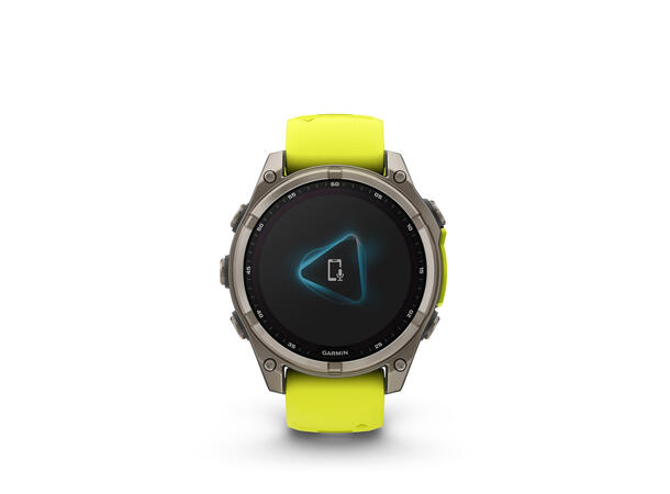 Garmin Fenix 8, 47 mm, Solar Sapphire, Titan gul/grafittfarget rem