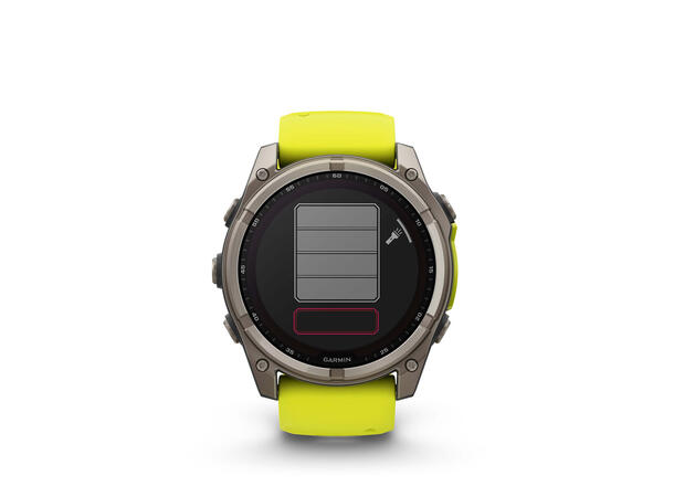 Garmin Fenix 8, 51 mm, Solar Titan med gul/grafittfarget rem 