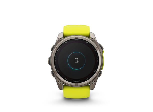 Garmin Fenix 8, 51 mm, Solar Titan med gul/grafittfarget rem 