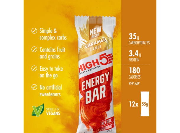 High5 EnergyBar Karamell 55gr, 1 stk 