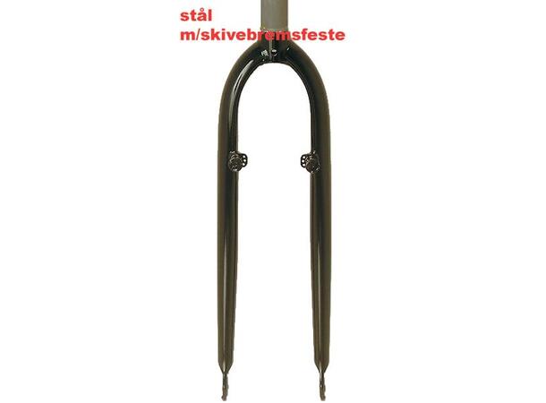 Stiv Gaffel Disc og V-brems 26" - 1 1/8" 559, Stål/Stål, Sort, a-head 
