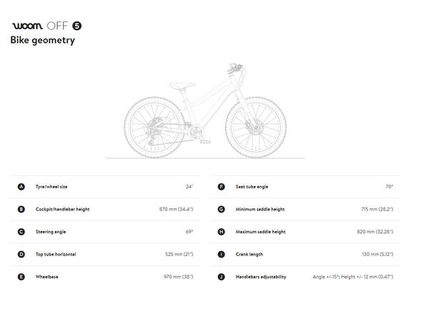 Woom OFF 5 24" Copper Barnesykkel 9,1kg, 7-11 år, 125-145cm 