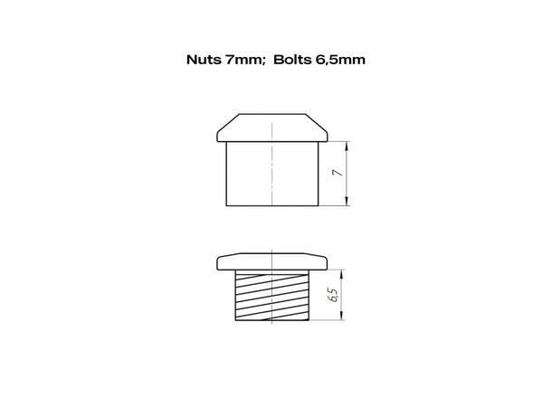 ALUGEAR Drevbolt Kit 7mm Nuts/6,5mm Bolter, 4 stk 