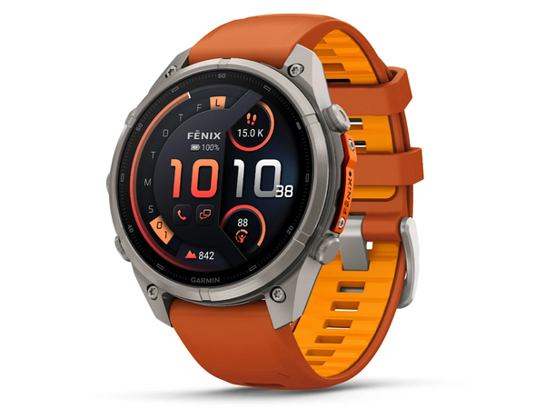 Garmin fenix 9 Pro inReach 47mm Titan med høstoransje/oransje silikonrem 