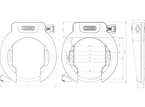 Abus 4750 XL Pro Amparo Ringlås For brede dekk, Nøkkel, Level 9 
