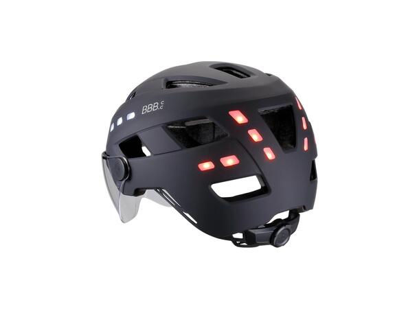 BBB District BHE-163 Hjelm M/L 54-60cm, Lys 24 LED, m/Visir 
