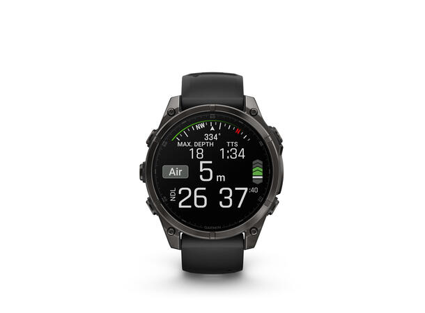 Garmin Fenix 8, 47 mm Sapphire, Karbongrå DLC-Titan