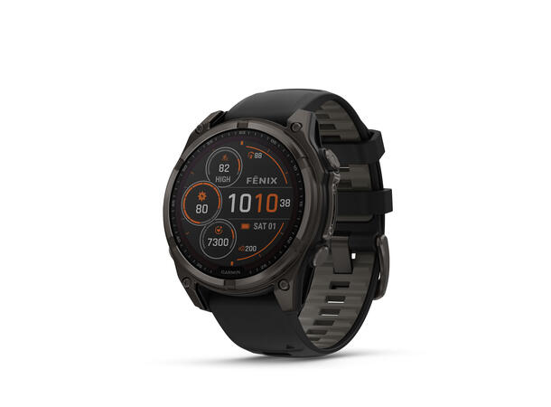 Garmin Fenix 8, 47 mm, Solar Sapphire, Karbongrå DLC-titan