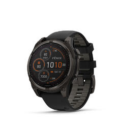 Garmin Fenix 8, 47 mm, Solar Sapphire, Karbongrå DLC-titan